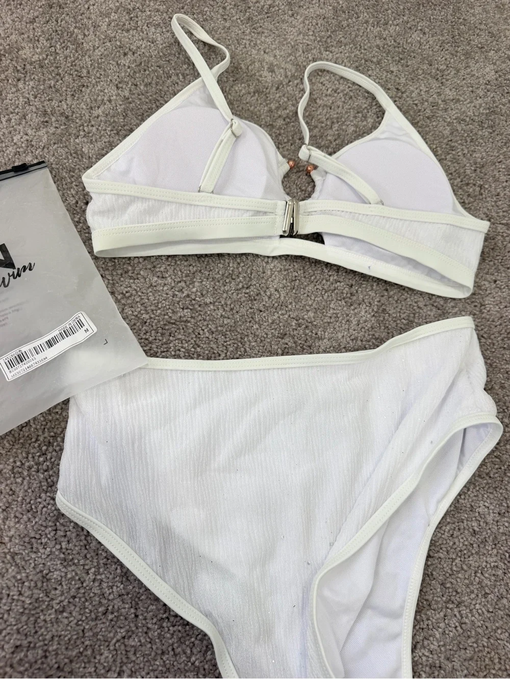 SHEIN white bikini set with glitter look for bride bikini swimsuit M